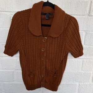 Marc By Marc Jacobs Knit Cotton Rust Cable Knit Cardigan Sweater sz S
